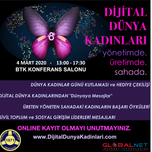 DİJİTAL DÜNYA KADINLARI 2020 ETKİNLİĞİ DÜZENLENİYOR